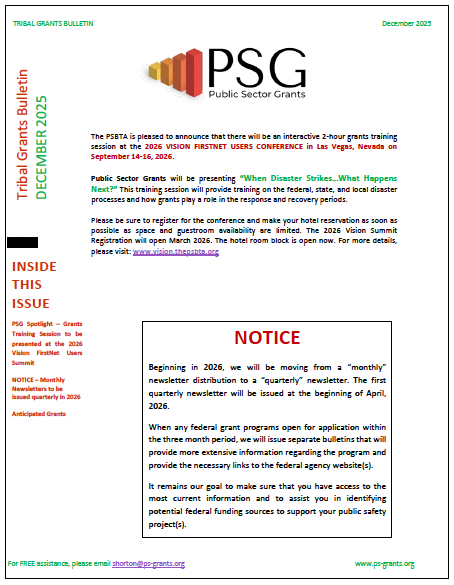 December 2025: Tribal Grants Bulletin
