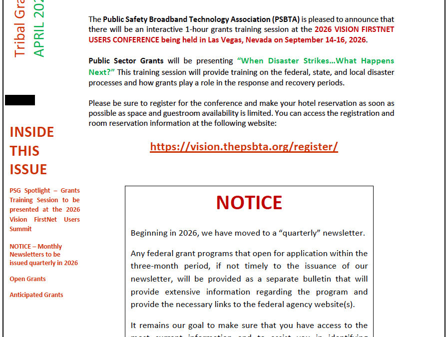 April 2026: Tribal Grants Bulletin